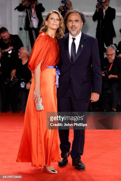 Maria Eladia Hagerman and director Alejandro Gonzalez Inarritu attend the Netflix film "Bardo" red carpet at the 79th Venice International Film...