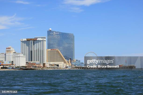 General view of the Hard Rock Hotel & Casino and the Steel Pier on August 28, 2022 in Atlantic City, New Jersey, United States. With warming waters,...