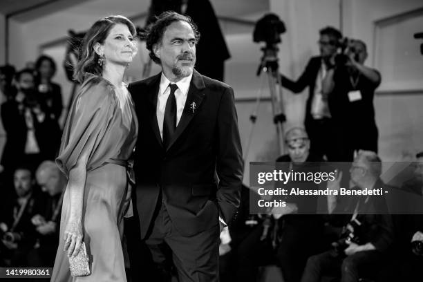 Maria Eladia Hagerman, Alejandro Gonzalez Inarritu attend the "Bardo" red carpet at the 79th Venice International Film Festival on September 01, 2022...