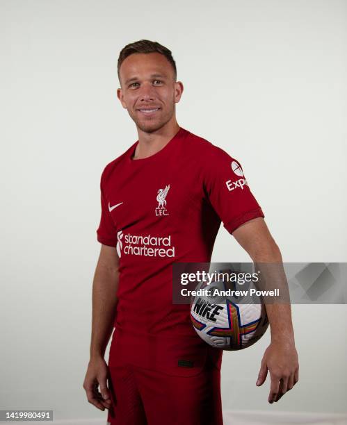 Arthur Melo new signing for Liverpool at AXA Training Centre on September 01, 2022 in Kirkby, England.