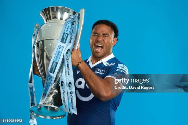 Manu Tuilagi of Sale Sharks poses during the Gallagher Premiership Rugby Season Launch at Twickenham Stadium on September 01, 2022 in London, England.