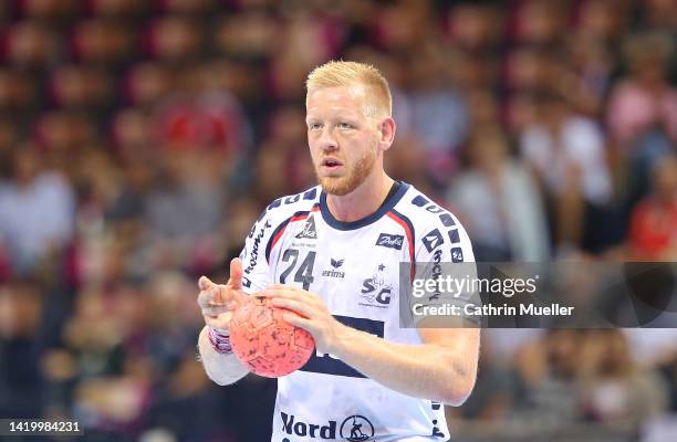 Jim Gottfridsson of SG Flensburg-Handewitt in action during the LIQUI MOLY HBL match between Handball Sport Verein Hamburg and SG Flensburg-Handewitt...