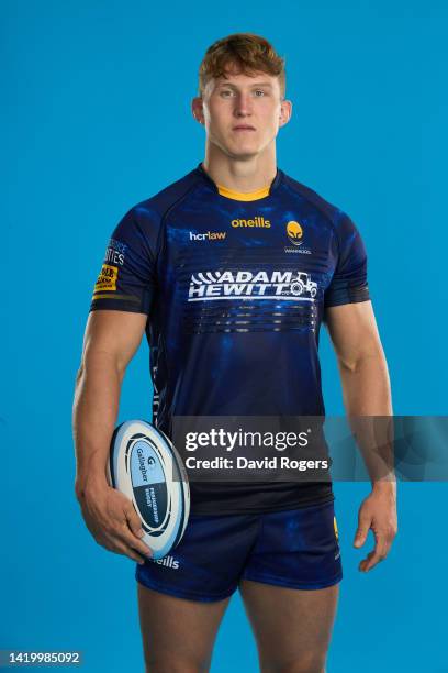 Ted Hill of Worcester Warriors poses during the Gallagher Premiership Rugby Season Launch at Twickenham Stadium on September 01, 2022 in London,...