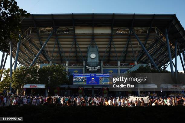 General view of Arthur Ashe Stadium on Day Four of the 2022 US Open at USTA Billie Jean King National Tennis Center on September 01, 2022 in the...