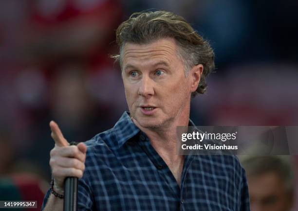 Sport pundit Steve McManaman before the Premier League match between Liverpool FC and Newcastle United at Anfield on August 31, 2022 in Liverpool,...