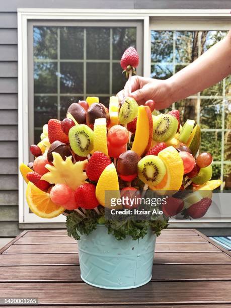 fruit bouquet - bouquet stock pictures, royalty-free photos & images