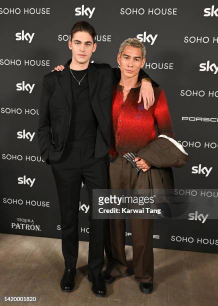 Hero Fiennes-Tiffin and Evan Mock attend the Soho House Awards at Soho House on September 01, 2022 in London, England.