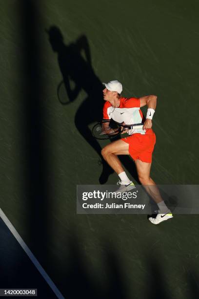 Denis Shapovalov of Canada runs for the ball against Roberto Carballes Baena of Spain in the second round on day four of the 2022 US Open tennis at...