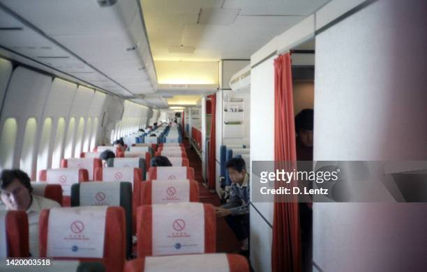 vintage china airlines 747 airplane interior - boeing 747 interior stock pictures, royalty-free photos & images