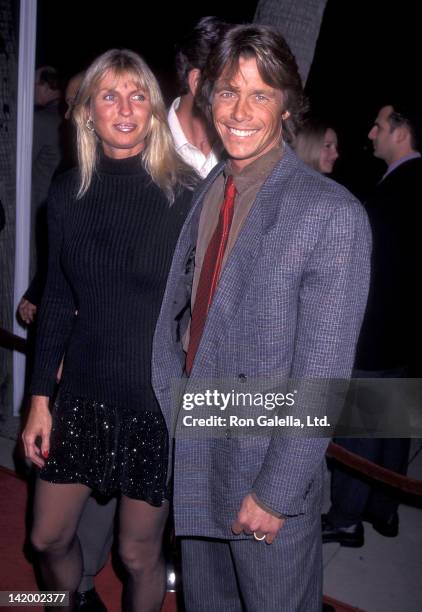 Actor Christopher Atkins and wife Lyn Barron attend the "Mrs. Winterbourne" Beverly Hills Premiere on April 16, 1996 at the Academy of Motion Picture...