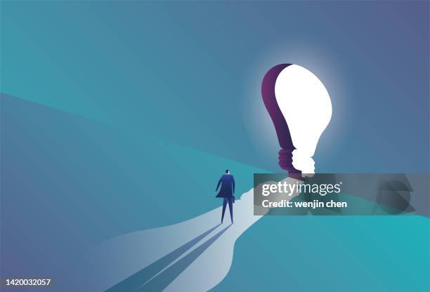 business man finds inspiration - innovation stock illustrations