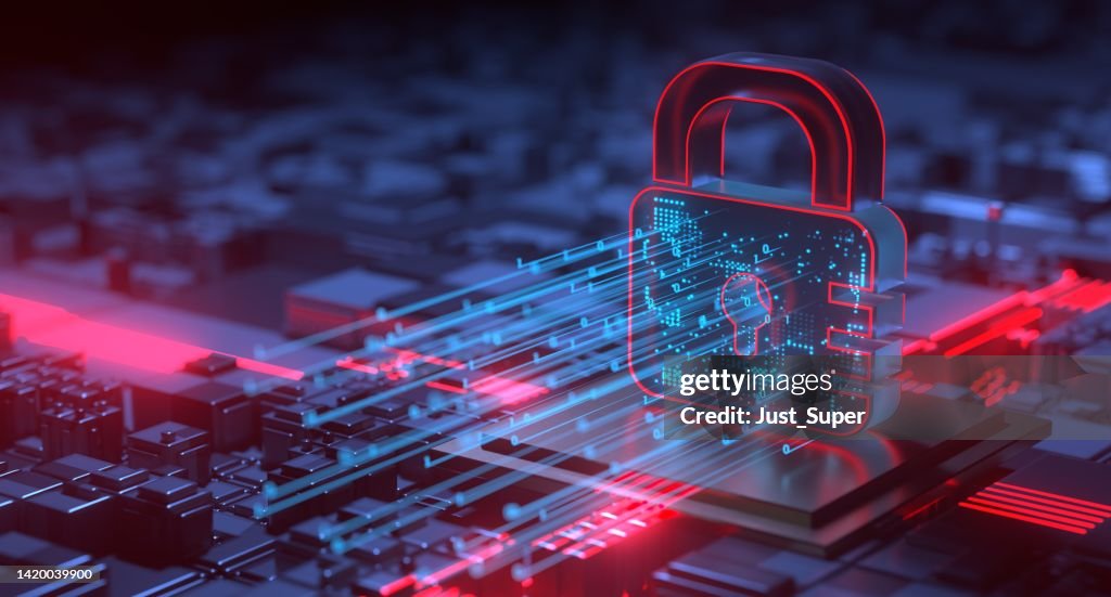 Cyber Security Ransomware E-Mail Phishing verschlüsselte Technologie, digitale Informationen geschützt gesichert