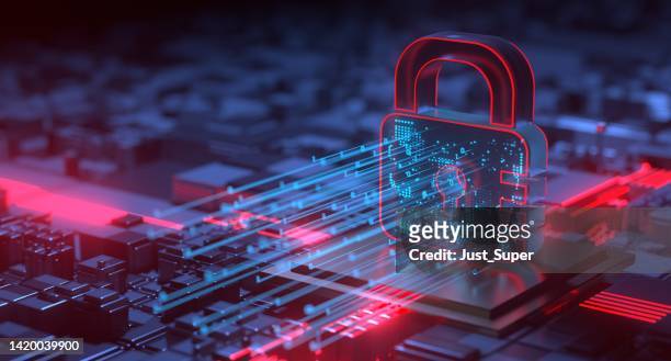 cyber security ransomware email phishing encrypted technology, digital information protected secured - crime informático imagens e fotografias de stock