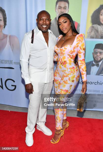 Porsha Williams and Simon Guobadia attend the premiere of “Single Not Searching” hosted by Lisa Raye at Silverspot Cinema at The Battery Atlanta on...