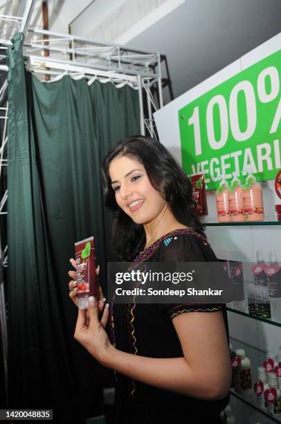 Bollywood actor Zarine Khan during launch of THe Body Shop beauty products in New Delhi.