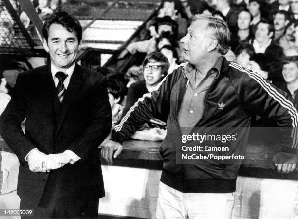 Nottingham Forest manager Brian Clough and his assistant Peter Taylor at the City Ground, Nottingham, 1982.