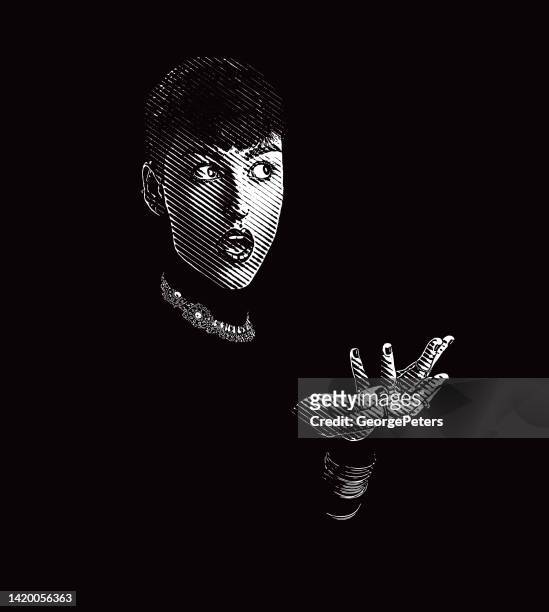 close up of one woman talking - actor stock illustrations stock illustrations