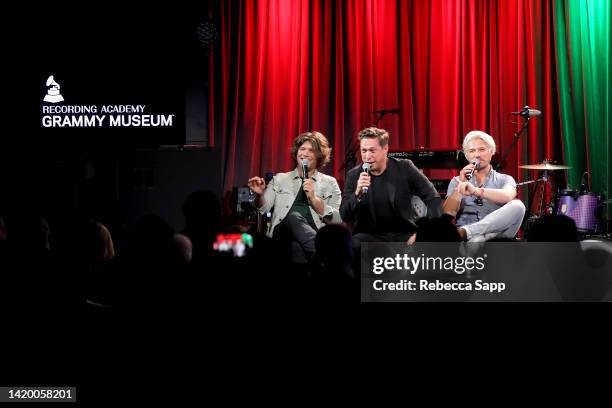 Zac Hanson, Isaac Hanson and Taylor Hanson of Hanson speak onstage at An Evening With Hanson at The GRAMMY Museum on September 01, 2022 in Los...