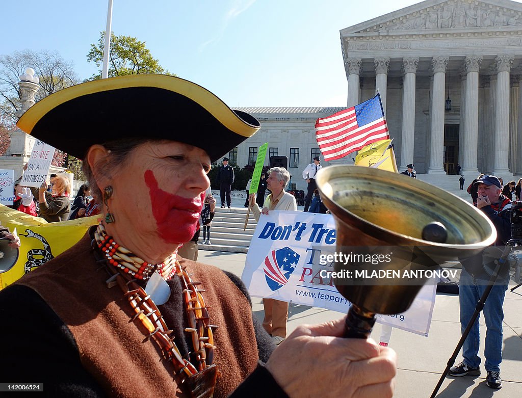 A tea-party supporter protest outside th