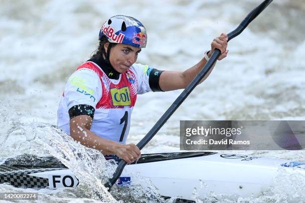 Jessica Fox of Australia competes in the first round of heats during the 2022 ICF Canoe Slalom World Cup Final on September 02, 2022 in La Seu...