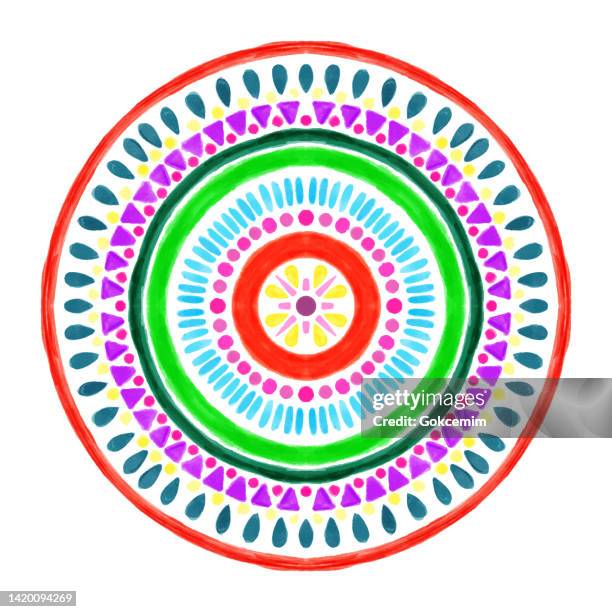 hand drawn rainbow colorful mandala isolated. vector decorative elements. oriental pattern, design element for coloring book, tattoo, greeting card, yoga and meditation. - mandala stock illustrations