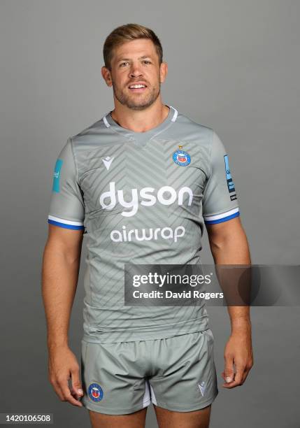 Dave Attwood of Bath Rugby poses for a portrait during the squad photocall for the 2022-2023 Gallagher Premiership Rugby season at Farleigh House on...