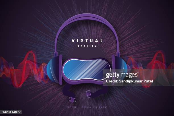 virtual reality helm. neue technologien für spiele. - games console infographics stock-grafiken, -clipart, -cartoons und -symbole