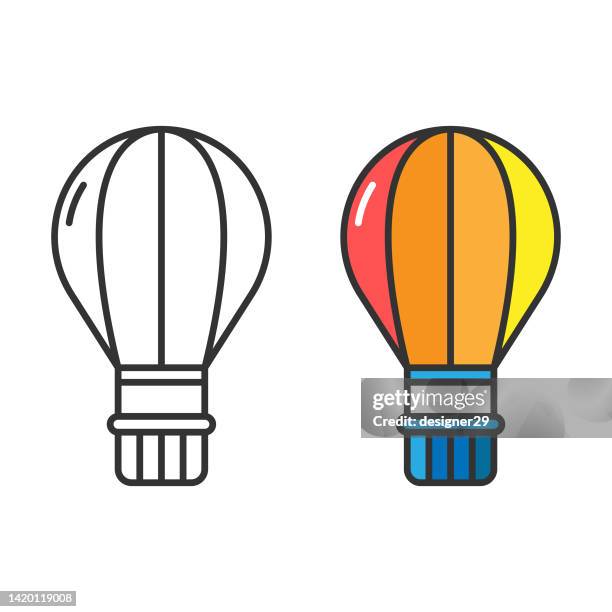 hot air balloon icon. - blowing balloon stock illustrations