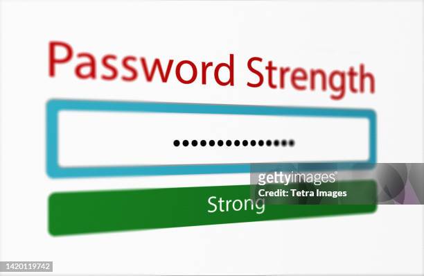 close-up of computer password displayed on monitor - password stock-fotos und bilder