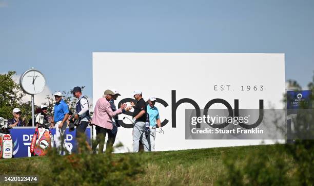 David Drysdale of Scotland celebrates a hole in one on the 10th hole during Day Two of the Made in HimmerLand at Himmerland Golf & Spa Resort on...