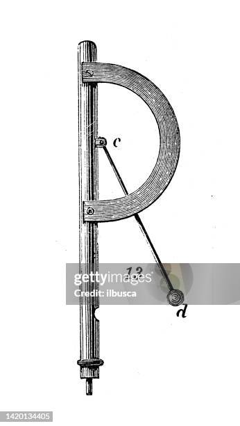 antique illustration, physics principles and experiments, electricity and magnetism: quadrant electrometer - quadrant instrument of measurement stock illustrations