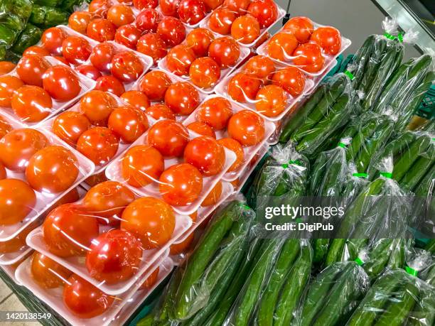 tomatoes and cucumbers - food covered stock pictures, royalty-free photos & images