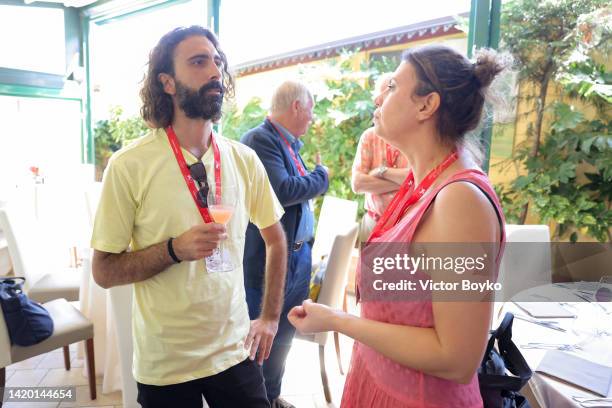 Gabriele Capolino and Agustina Chiarino attend The Luncheon To Celebrate The Tenth Anniversary Of Biennale College Cinema on September 02, 2022 in...