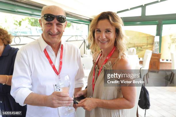 Gino Ventriglia and Cinzia Rutson attend The Luncheon To Celebrate The Tenth Anniversary Of Biennale College Cinema on September 02, 2022 in Venice,...