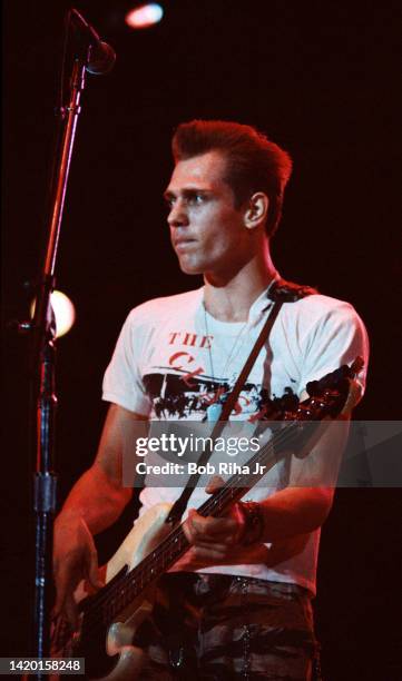 Paul Simonon with The Clash performs onstage during the US Festival at Glen Helen Regional Park, May 28, 1983 in Devore, California.