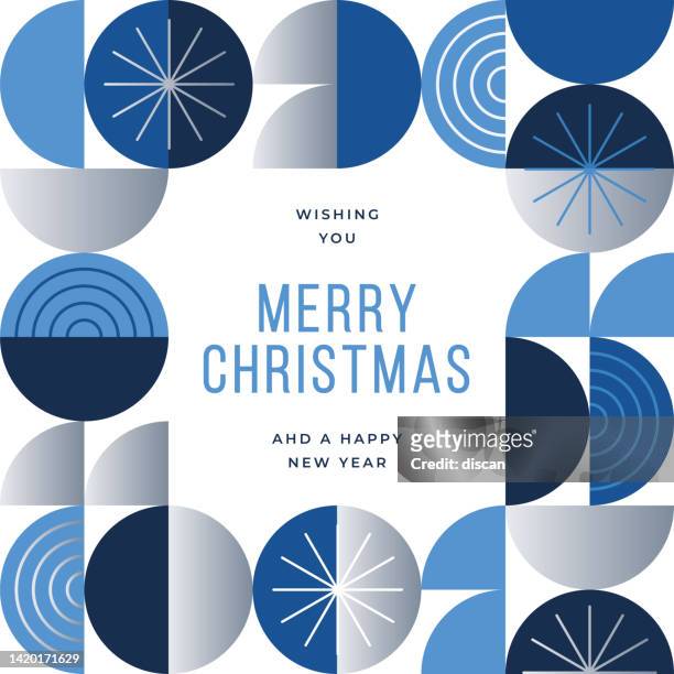christmas card with geometric decoration. - circle snowflake pattern stock illustrations