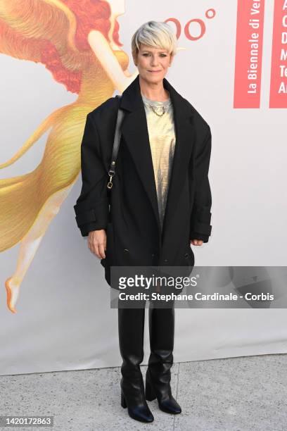Marina Foïs attends the "La Syndicaliste" red carpet at the 79th Venice International Film Festival on September 02, 2022 in Venice, Italy.