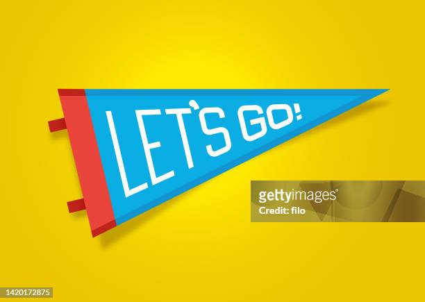 let's go cheering pennant flag design - pennant_(sports) stock illustrations