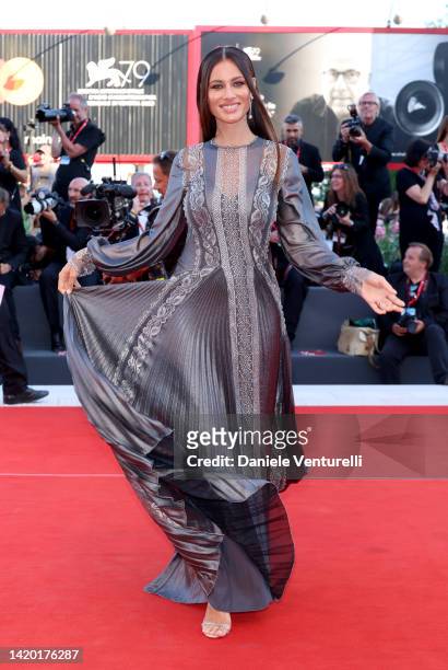 Marica Pellegrinelli attends the "Bones And All" red carpet at the 79th Venice International Film Festival on September 02, 2022 in Venice, Italy.