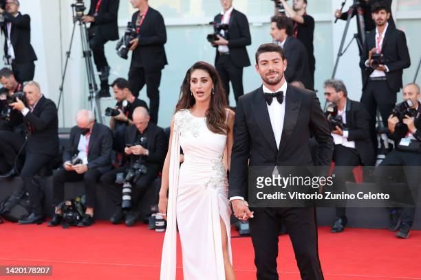 Cecilia Rodriguez and Ignazio Moser attend the "Bones And All" red carpet at the 79th Venice International Film Festival on September 02, 2022 in...