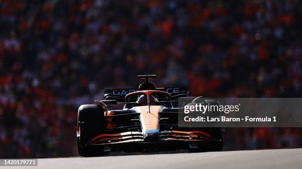 Daniel Ricciardo of Australia driving the McLaren MCL36 Mercedes on track during practice ahead of the F1 Grand Prix of The Netherlands at Circuit...