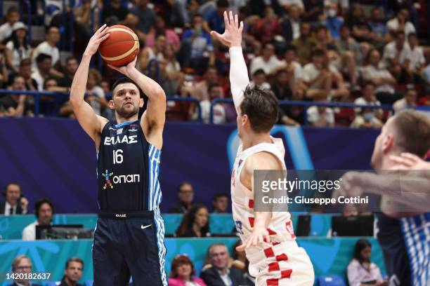 Kostas Papanikolaou of Greece in action during the FIBA EuroBasket 2022 group C match between Croatia and Greece at Mediolanum Forum on September 02,...