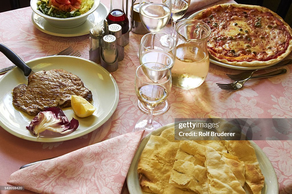 Food on restaurant table