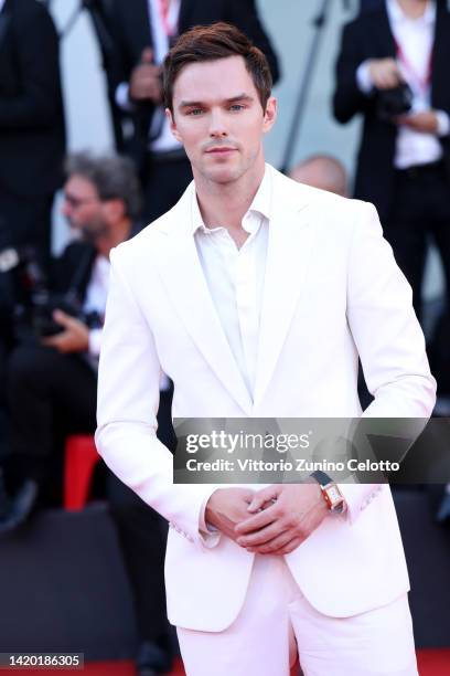 Nicholas Hoult attends the "Bones And All" red carpet at the 79th Venice International Film Festival on September 02, 2022 in Venice, Italy.