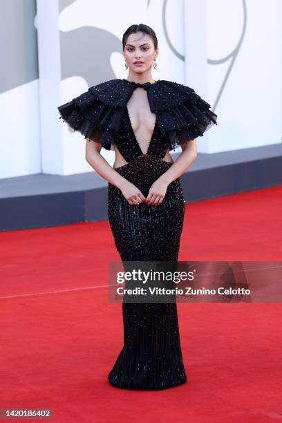 Camila Mendes attends the "Bones And All" red carpet at the 79th Venice International Film Festival on September 02, 2022 in Venice, Italy.