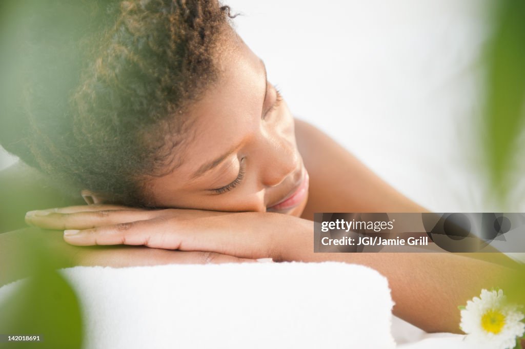 Tranquil Black woman