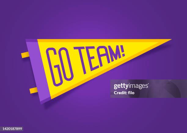 go team sports cheering pennant flag design - pennant_(sports) stock illustrations