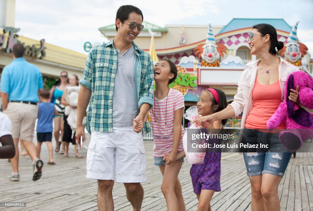 Family enjoying amusement park