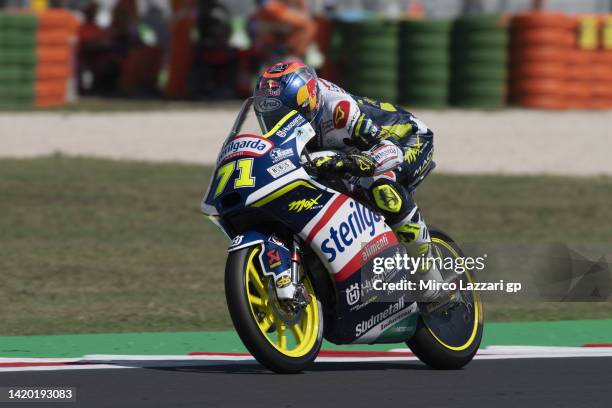 Ayumu Sasaki of Japan and Sterilgarda Husquarna Max Team heads down a straight during the MotoGP Of San Marino - Free Practice at Misano World...