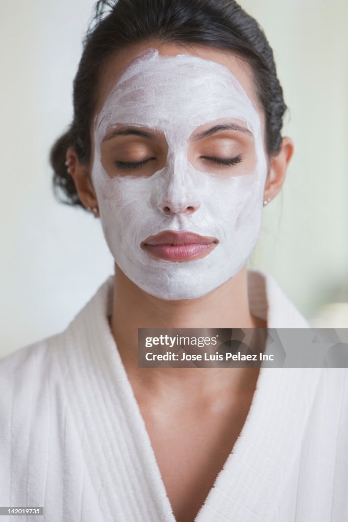 Hispanic woman in facial mask